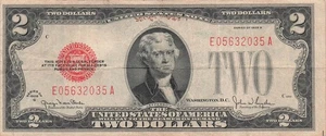 USA $2 Series of 1928 G Block E - A Circulated Banknote AAZ 9 - Picture 1 of 2