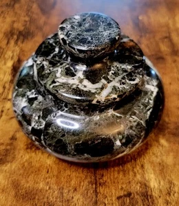 Schwarz-weiß Marmor Gewürzglas, Schmuckschatulle, Mini Topf sehr guter Zustand! - Bild 1 von 13
