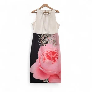 Ted Baker Dress 4 Multi Colour Polyester Pearls Floral Womenswear - Preloved - Picture 1 of 23