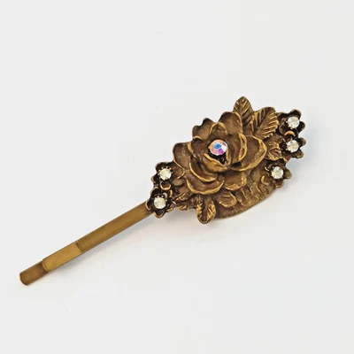 Horquilla Floral Michal Negrin Romántica Victoriana Renacimiento Rosa Transparente AB Cristales Foto 1 de 4