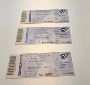 New York Yankees vs Toronto Blue Jays 16 settembre 2005, Biglietti Stub - Lotto di 3 - Foto 1 di 20