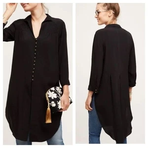 Anthropologie Maeve Ceycen Button Down Tunika schwarz Gr. L - Bild 1 von 12