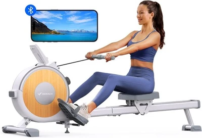 Wood Water Rowing Machine 22L Tank 6-Level Resistance Quiet App Compatible Home - Image 1 of 4
