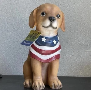 Humane Society 14” Adorable Patriotic Puppy With Scarf 4th Of July Dog Statue - Picture 1 of 1