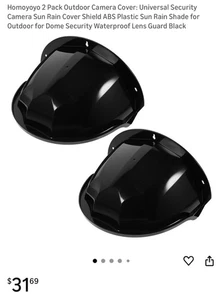 Outdoor Waterproof Rain Shade For Outdoor Dome Camera Black New 2-Pack - Picture 1 of 5