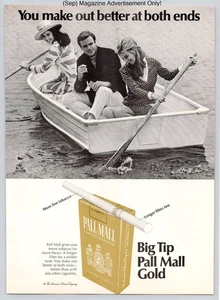 Pall Mall Gold Cigarettes Rowboat Lifestyle Promo Vintage 1968 Advertisement - Picture 1 of 5