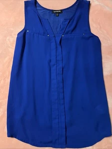 Express Women's Blouse Career Tank top Royal Blue Sleeveless V-Neck Pullover XS - Picture 1 of 4