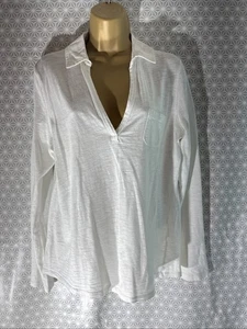 Womens Boden Uk 14 Plain White Long Sleeve Collared V Neck Jersey Polo Shirt - Picture 1 of 6