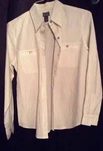 Additions By Chico's Pin Striped Shirt Size 1 - Picture 1 of 3