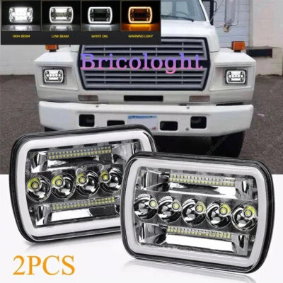2x 7X6 5x7 LED Headlights Hi/Lo DRL Fit Ford F600 F700 F800 Ft800 Dump Truck C12 - Image 1 of 4