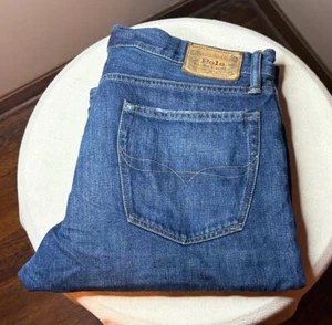 Polo Ralph Lauren Jeans Men's 34x32 Hampton Straight Blue Distress EUC Sharp - Picture 1 of 10