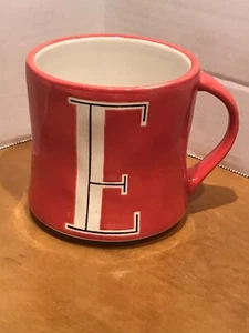 Anthropologie Colorway Letter E Hand Painted Red Coffee Mug - Picture 1 of 8