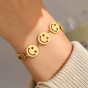 Para mujeres Moda Joyería Oro O Plata Sonriente Emoji Pulsera Múltiples Capas 332 - Imagen 1 de 10