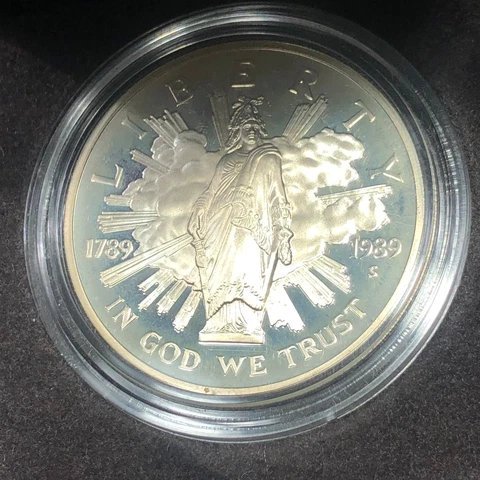 1989-S  United States Congress Commemorative Proof Silver Dollar Coin Cover