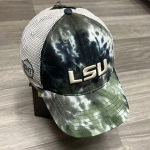 LSU Tigers Camo Tie Dye Hat Green Gold Baseball Cap Logo Embroidered NCAA New - Picture 1 of 8