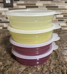 Tupperware Mikrowelle Müslischalen ~ 4er Set ~ lila & gelb Neu! - Bild 1 von 13
