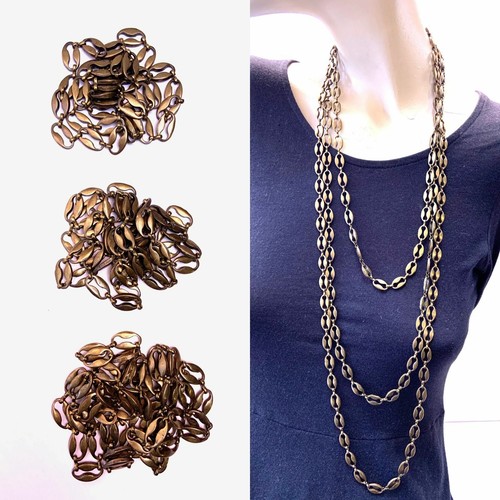 Collana stile Gucci astratto bronzo splendido look a strati x 3