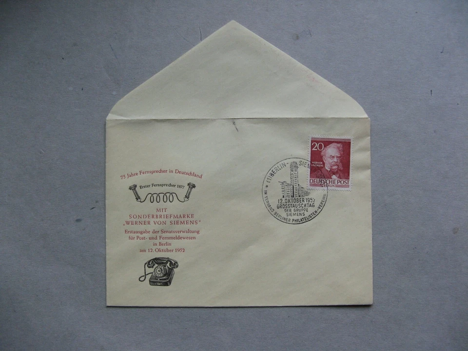 GERMANY BRD BERLIN, cover FDC 1952, Werner von Siemens - Image 1 of 1