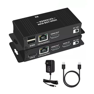 60M HDMI KVM Extender Over Ethernet Cat5e/6 HDMI USB RJ45 For Laptop/ PC/TV - Afbeelding 1 van 16