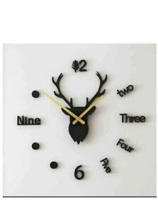 3D DIY Deer face Shape Acrylic Wall Clock Antique Design for on Wall Decoration