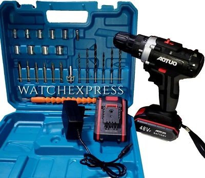 Trapano avvitatore doppia batteria A litio 48V 5ah valigia CON 24 accessori NEW - Immagine 1 di 4