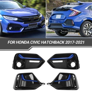 For Honda Civic Hatchback 17-21 Front + Rear Bumper Fog Light Covers Garnish - Foto 1 di 17