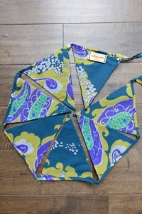 teal Handmade Indian wedding Vintage Sari Bunting Flags 5.1 metres SKU18503 - Picture 1 of 8
