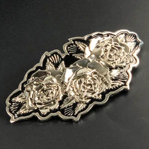 Vtg Western Cowboy Rodeo Belt Buckle Large Statement Roses Flower Silver Cowgirl - Picture 1 of 9