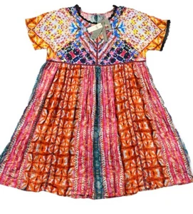 Anthropolgie BL^nk London Trudie Tunic Dress Size Boho Flowy size Large Colorful - Picture 1 of 13