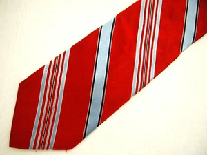 Tommy Hilfiger Mens Necktie Tie Red Blue Striped Silk 61" Long Career - Picture 1 of 4
