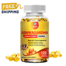 Organic Ashwagandha Capsules 5000MG with Black Pepper Root Powder 120 Capsules