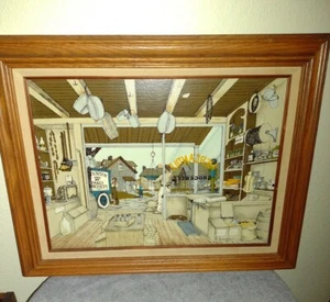 Vintage H. Hargrove 1986 Country Store Serigraph Framed 16x20 - Picture 1 of 9