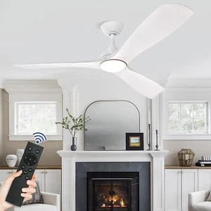 52 In ceiling fans with lights and Remote 3 Blades Indoor Chandelier Lamp White - Picture 1 of 8