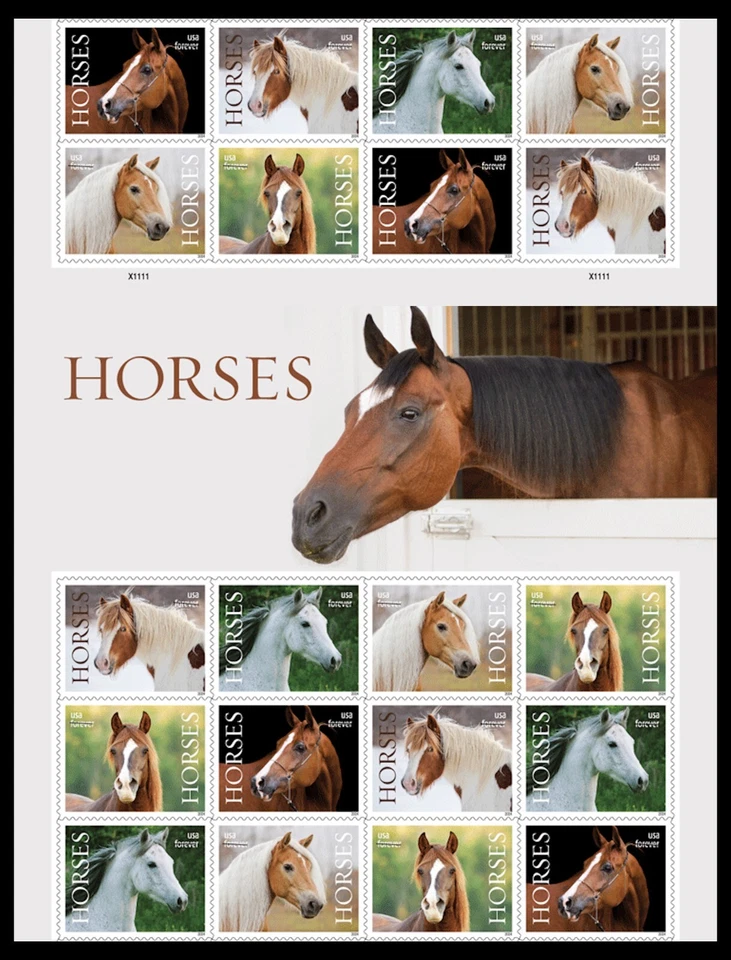 US 5891-5895 5895b Horses F header gutter block 20 A MNH 2024 - Image 1 of 1