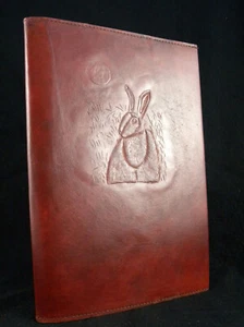 A4 Handmade Refillable Leather Journal Book of Shadows- Pagan Wicca Hare & Moon  - Picture 1 of 7