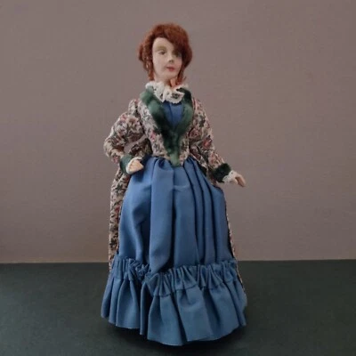 Miniature 1/12" dollshouse Lady Doll in Late Victorian Fashion One Of A Kind - Immagine 1 di 4