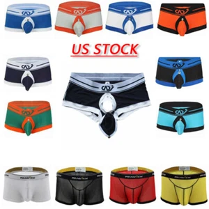 AU Men's Low Waist Boxer Briefs Open Front Shorts Bulge Pouch Panties Underwear - Picture 1 of 62