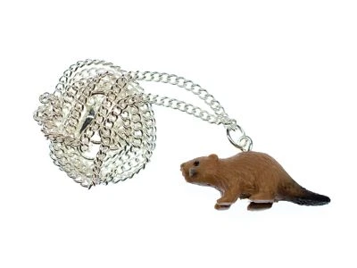 Collar Castor Miniblings Dije Roedor Nutria 45cm Marrón Foto 1 de 4