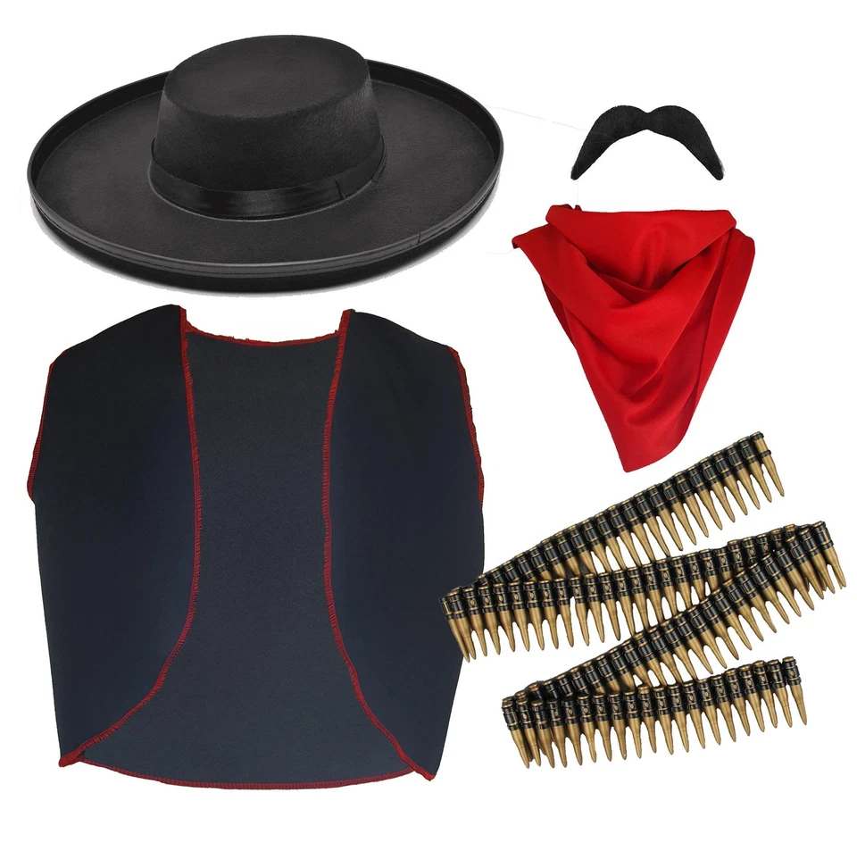 THE DRAGONS DEN FANCY DRESS LTD Adults Mexican Bandito Bandit Outlaw Wild West Fancy Dress Costume [3 Sizes]