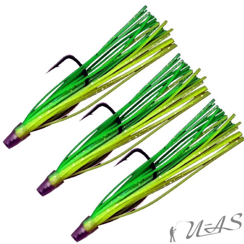 Sebile Dressed Trailer Hook 3 Stück 5/0 Green Yellow Beifänger für Pilker Sha - Bild 1 von 1