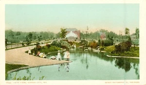 KANSAS CITY,MISSOURI,MO. Park View, 1901 Antique RPPC POSTCARD Children playing - Picture 1 of 2