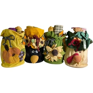3 Kitchen Towels Holiday Fall Bag Hostess Gift Unique Deco Bag Plus 3 Towels NEW - Picture 1 of 12