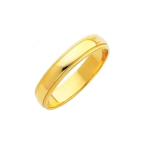14K Solid Yellow Gold Regular Fit Milgrain Wedding Band Ring 4mm Size4-12 Men Wm - Picture 1 of 1