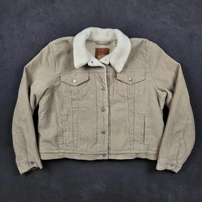 Chaqueta de camionero Levis Sherpa de pana para mujer XL beige invierno a presión nueva con etiquetas Foto 1 de 4