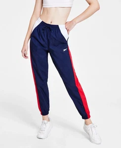 Pantalones de entrenamiento para mujer Reebok Color Block Vector tejido azul marino S - Imagen 1 de 6
