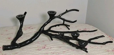 Candelabro rama árbol rústico 22 pulgadas negro aluminio fundido metal  Foto 1 de 4