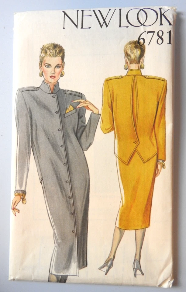 New Look 6781 sewing pattern Coat Dress w/ Back Detail sz 8 to 18 UNCUT FF 1980s - Image 1 of 2
