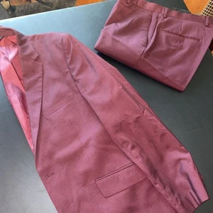 Tuta Lineage Uomo 42R Borgogna Slim Fit Elasticizzata Micro Check Tuta Pantalone 30-31x32 - Foto 1 di 23