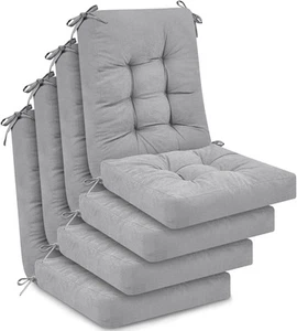Juego de 4 cojines para silla de patio de exterior Juexica asiento respaldo alto acolchado almohada gris - Imagen 1 de 7