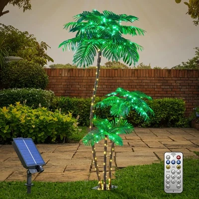 Palmeira artificial iluminada solar 6 pés 3 pés 2 pés decoração para área externa 203 luzes LED... - Imagem 1 de 4